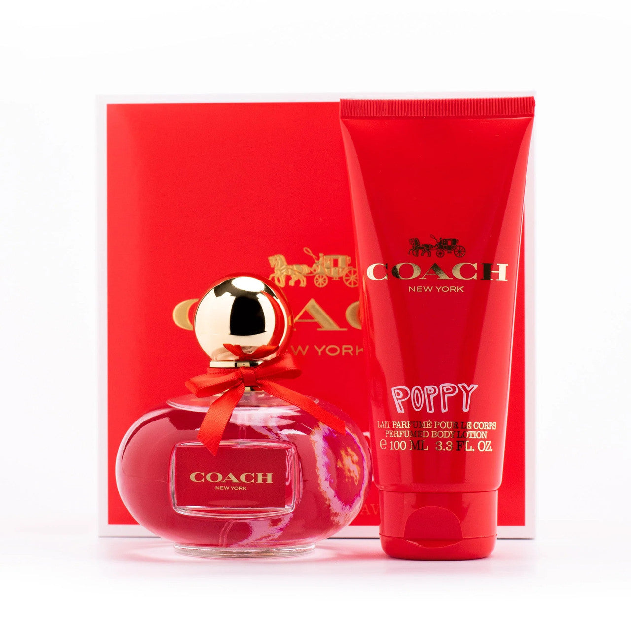 COACH POPPY 2 PCS SET FOR WOMEN: 1 OZ EAU DE PARFUM SPRAY + 3.3 BODY LOTION