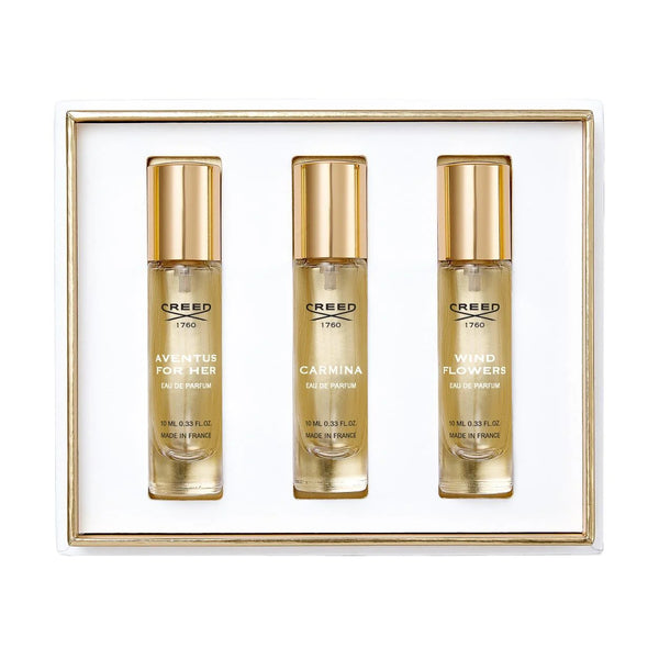 CREED 3 * 0.33 EAU DE PARFUM SPRAY SET FOR WOMEN: AVENTUS FOR HER + CARMINA + WIND FLOWERS